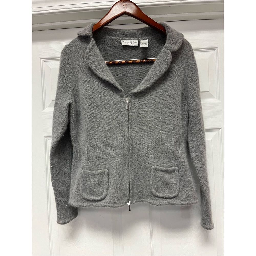 Cambridge Dry Goods Gray Angora Blend ZipโUp Cardigan Sweater s. PXL